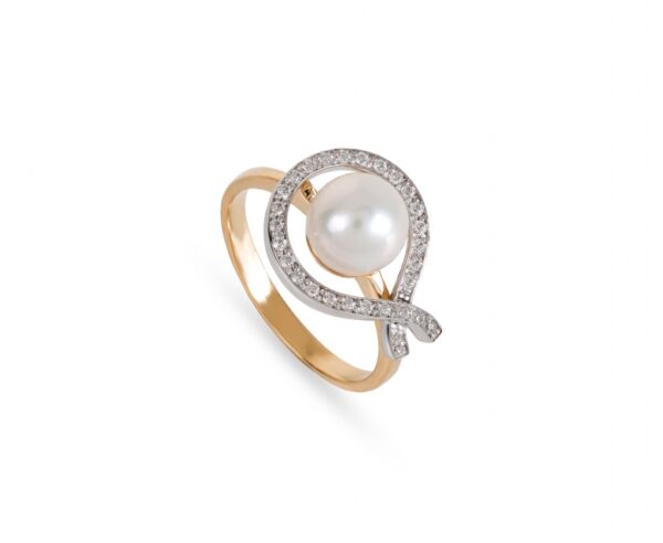 Anel Ouro  19.20 Kilates com  Perola e Zirconias