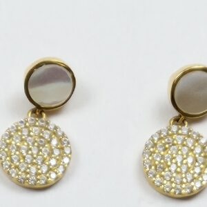 Brincos de Ouro com Zircónias e Madre Perola