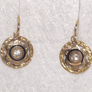 Brincos de Ouro com Esmalte e Zircónia