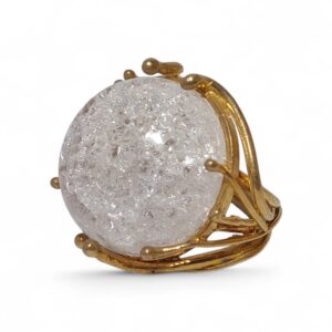 Anel de Prata Dourada com Pedra