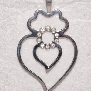 Coração Ouro Branco com Brilhantes